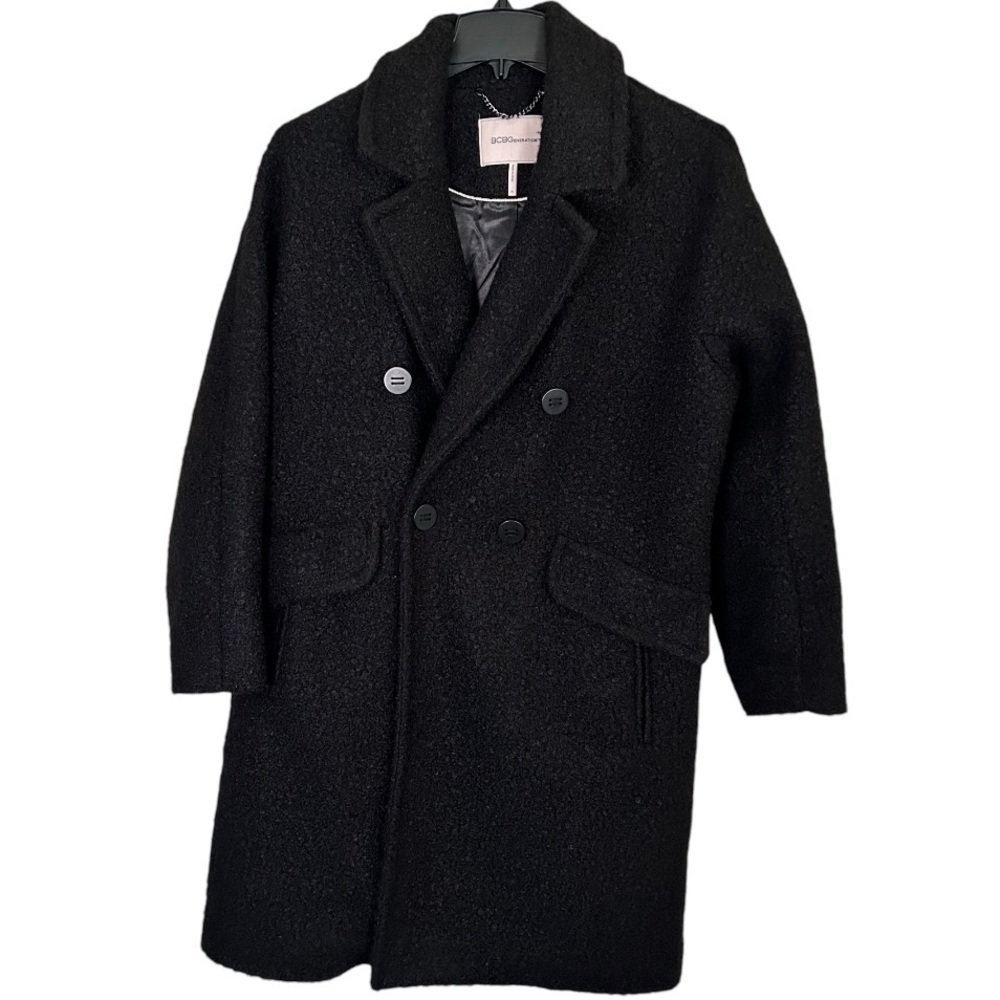BCBG 1x Plus Size Women Black Tweed Boucle longline Coat